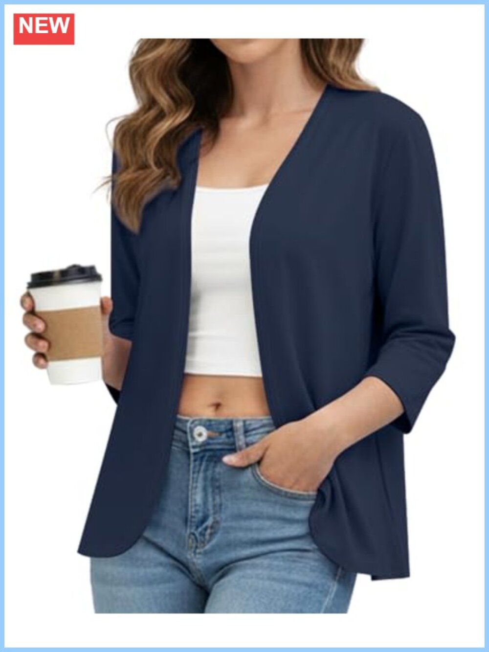 Women's Soft Lightweight 3/4 Sleeve Open Front Cardigan